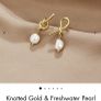 earrings gold pearl drop 4 pairs Image 3