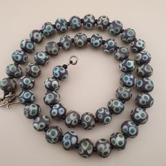 Vintage Venetian Style Thousand Eyes Glass beads Necklace 24 inches 13-14mm beads
