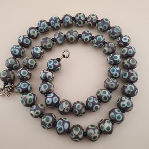 Vintage Venetian Style Thousand Eyes Glass beads Necklace 24 inches 13-14mm beads