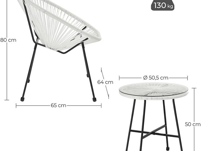 _Garden Furniture Set 3 Piece Garden Furniture Set Poly Rattan Lounge Set Glass Top Table 2 Chairs Indoor Outdoor