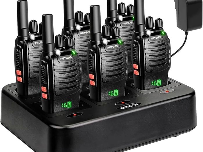 H777H Walkie Talkies, Walkie Talkies for Adults with Screen, Rechargeable 2 Way Radio with 6 Way Charger, Flashlight, Two Way Radio with Emergency Alarm for Business, School (Black, 6 Pcs