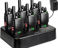 H777H Walkie Talkies, Walkie Talkies for Adults with Screen, Rechargeable 2 Way Radio with 6 Way Charger, Flashlight, Two Way Radio with Emergency Alarm for Business, School (Black, 6 Pcs