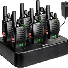H777H Walkie Talkies, Walkie Talkies for Adults with Screen, Rechargeable 2 Way Radio with 6 Way Charger, Flashlight, Two Way Radio with Emergency Alarm for Business, School (Black, 6 Pcs