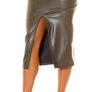 Leather Look Highwaist Midi Skirt With Slit Size Small Image 3