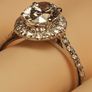 14ct White Gold Oval Brilliant Cut Lab Diamond Ring with a Halo of Diamonds Image 9