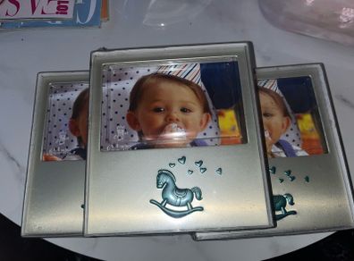 6 sliver and blue baby boy frames