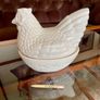 Vintage Mid Sized Cream Ceramic Hen on Nest Egg Keeper Storage Jar Image 2