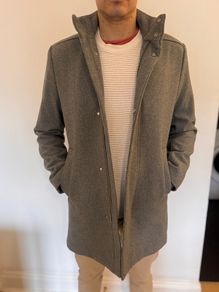 H&M Men's Grey Wool-Blend Coat / Overcoat