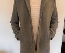 H&M Men's Grey Wool-Blend Coat / Overcoat