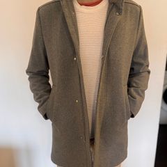 H&M Men's Grey Wool-Blend Coat / Overcoat