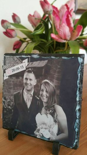 Personalised custom printed Rock slate 20x20cm, great wedding birthday gift present idea