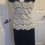 Marc Angelo Navy White Lace Pencil Dress Size 12 Elegant Occasion Midi Image 4