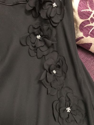 Black evening dress one shoulder with flower finish