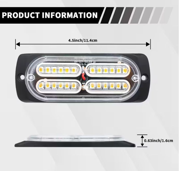 4-in-1 LED Light Bar with Main Control - 4 x 24 LEDs, Grille Surface Mount,