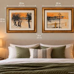 Set of 2 Framed Paris Watercolour Paintings in Gold Frames