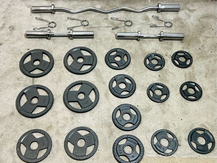 Olympic Weights Dumbbells Curl Bar Set