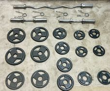 Olympic Weights Dumbbells Curl Bar Set