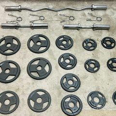 Olympic Weights Dumbbells Curl Bar Set