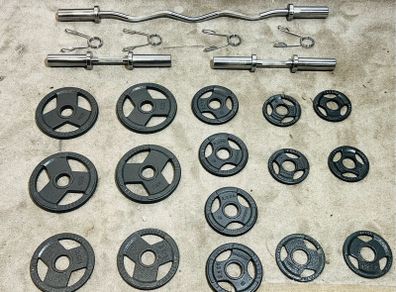 Olympic Weights Dumbbells Curl Bar Set