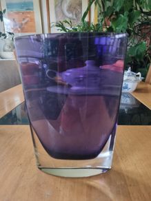 Flat vase Polish art glass - Krosno