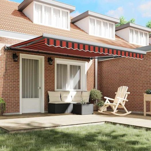 Manual Retractable Awning with LED 350x250 cm Orange and Brown