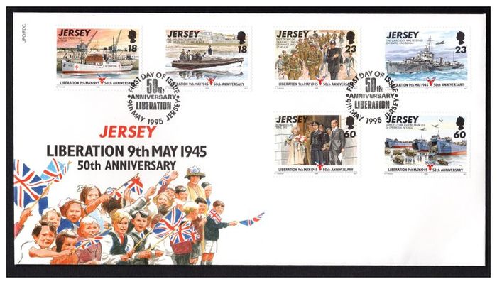1995 Jersey 50th Anniversary of D-Day Commemorative Stamps First Day Cover (FDC)