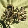 Antique INDIAN BRONZE TEMPLE TOY (Kutch style) - an exceptionally fine example with horse and rider with carriage (c.19th century) Image 7