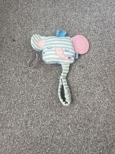 Elephant teether and soother holder