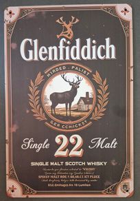 Vintage Style  Metal Sign. Glenfiddich single malt advertisement.