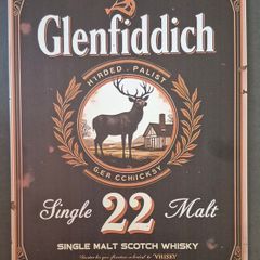Vintage Style  Metal Sign. Glenfiddich single malt advertisement.