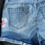 Monday Denim Shorts XS Embroidered Floral & Bird Design Image 9