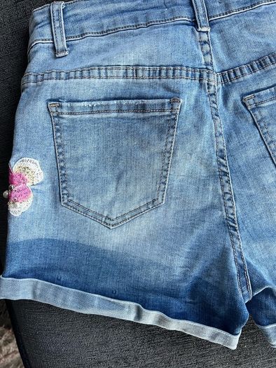 Monday Denim Shorts XS Embroidered Floral & Bird Design
