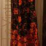Black vintage full length skirt with orange floral print Image 4