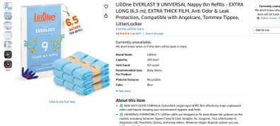 LillOne EVERLAST Universal Nappy Bin Refills Pack of 9