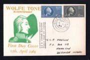 1964 Ireland Bi-Centenary of the Birth of Wolfe Tone (Patriot) Commemorative Stamps First Day Cover (FDC) with Baile Atha Cliath (Dublin) steele Cancel