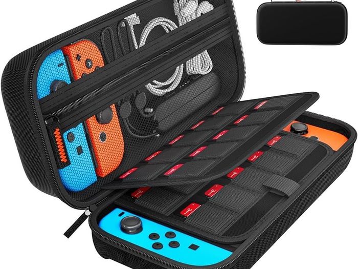 Switch Case Compatible with Nintendo Switch/Switch OLED - Carrying Case with 20 Game Cartridges, Protective Hard Shell Travel Case Pouch for Nintendo Switch Console