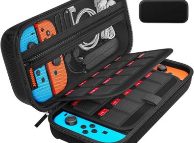 Switch Case Compatible with Nintendo Switch/Switch OLED - Carrying Case with 20 Game Cartridges, Protective Hard Shell Travel Case Pouch for Nintendo Switch Console