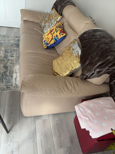 cream leather 3 seater sofa