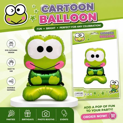 Kids birthday party Frog Foil Balloon 62cm