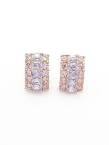 925 Sterling Silver Pink Cubic Zirconia Cluster Stud Earrings