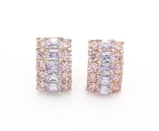 925 Sterling Silver Pink Cubic Zirconia Cluster Stud Earrings