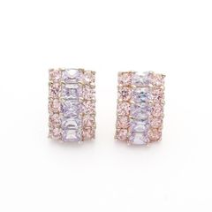 925 Sterling Silver Pink Cubic Zirconia Cluster Stud Earrings