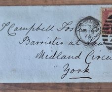 A remarkable, cohesive archive of three Victorian postal covers tracing the career of Thomas Campbell Foster, Esq., Barrister at Law 1813 to 1882. Victorian, legal, history, postal, archive, covers, Penny Red, stamp, barrister.