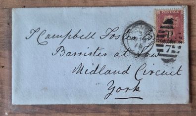 A remarkable, cohesive archive of three Victorian postal covers tracing the career of Thomas Campbell Foster, Esq., Barrister at Law 1813 to 1882. Victorian, legal, history, postal, archive, covers, Penny Red, stamp, barrister.