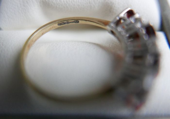 Vintage14K Gold 585 Ring With  Diamonds and Rubies Ring size P1/2 - 2,9g