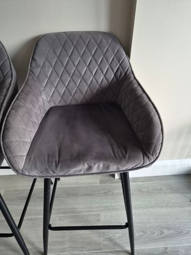 4 x Grey Velvet Bar Stools