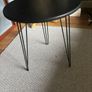 Black Round Side / Lamp Table with hairpin legs Image 3