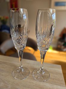 2 Cavan Crystal Champagne Flutes