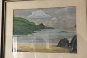 Watercolour beach scene