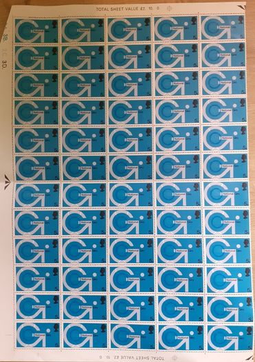 Sheets of Vintage UK Postage Stamps